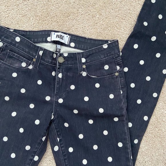 Like new Paige black with white dot verdugo skinny jeans size 26 - Picture 2 of 7